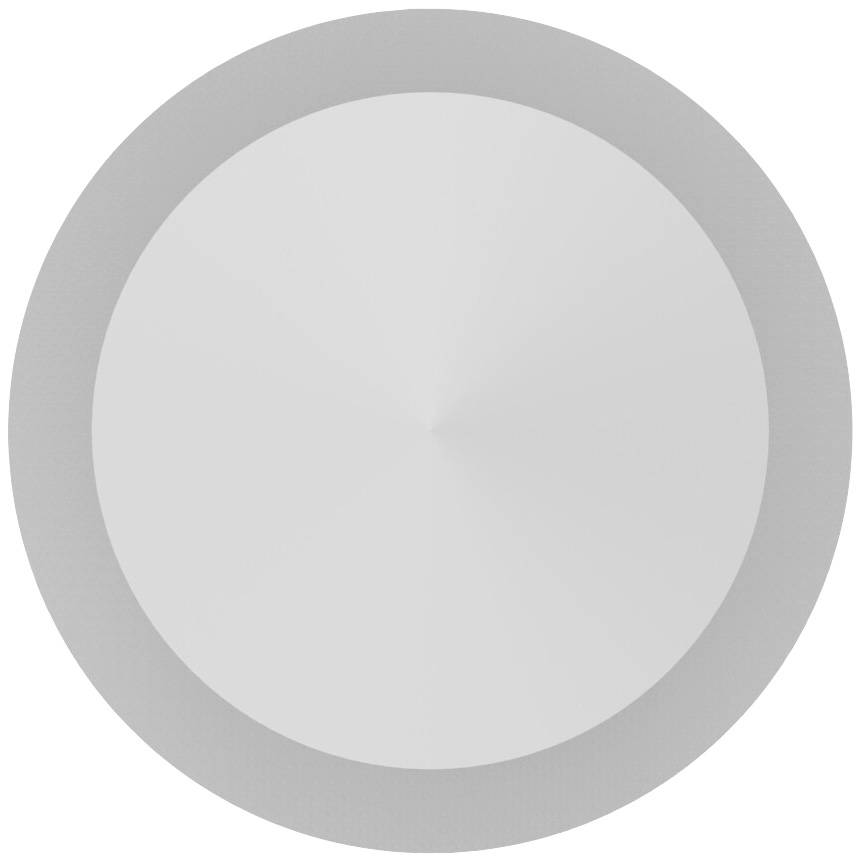 Simbolo luminoso rotondo, grigio e smorzato al centro dell'immagine, che potrebbe indicare un punto luce o un pulsante di accensione.