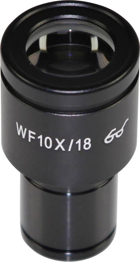 'Oculare Okular WF10X/18', un oculare micrometrico nero, ingrandisce l'immagine dieci volte. Viene utilizzato in strumenti ottici.