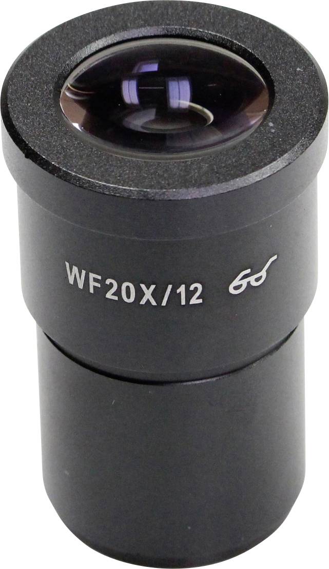 Oculare micrografico nero con etichetta 'WF20X/12', idoneo per un ingrandimento 20 volte.