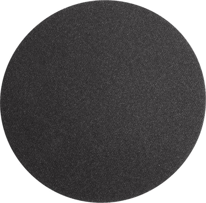 Disco abrasiva circolare nera con texture granulosa.