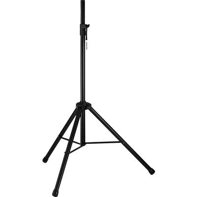Supporto per microfono, nero, design a tre gambe, regolabile in altezza, adatto per palcoscenici o applicazioni in studio.
