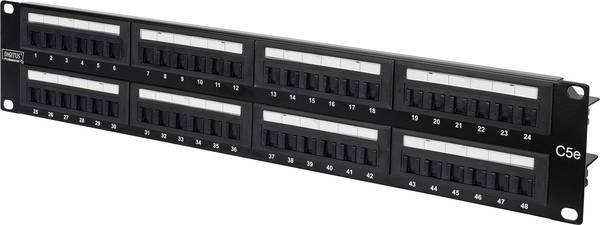 Digitus DN-91548U 48 Porte Patchpanel di rete 483 mm (19") CAT 5e 2 U Nero senza connettori