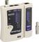 Un tester per cavi di rete beige con sezioni etichettate "Master" e "Remote", caratterizzato da porte per connessioni BNC, RJ-11 e RJ-45.