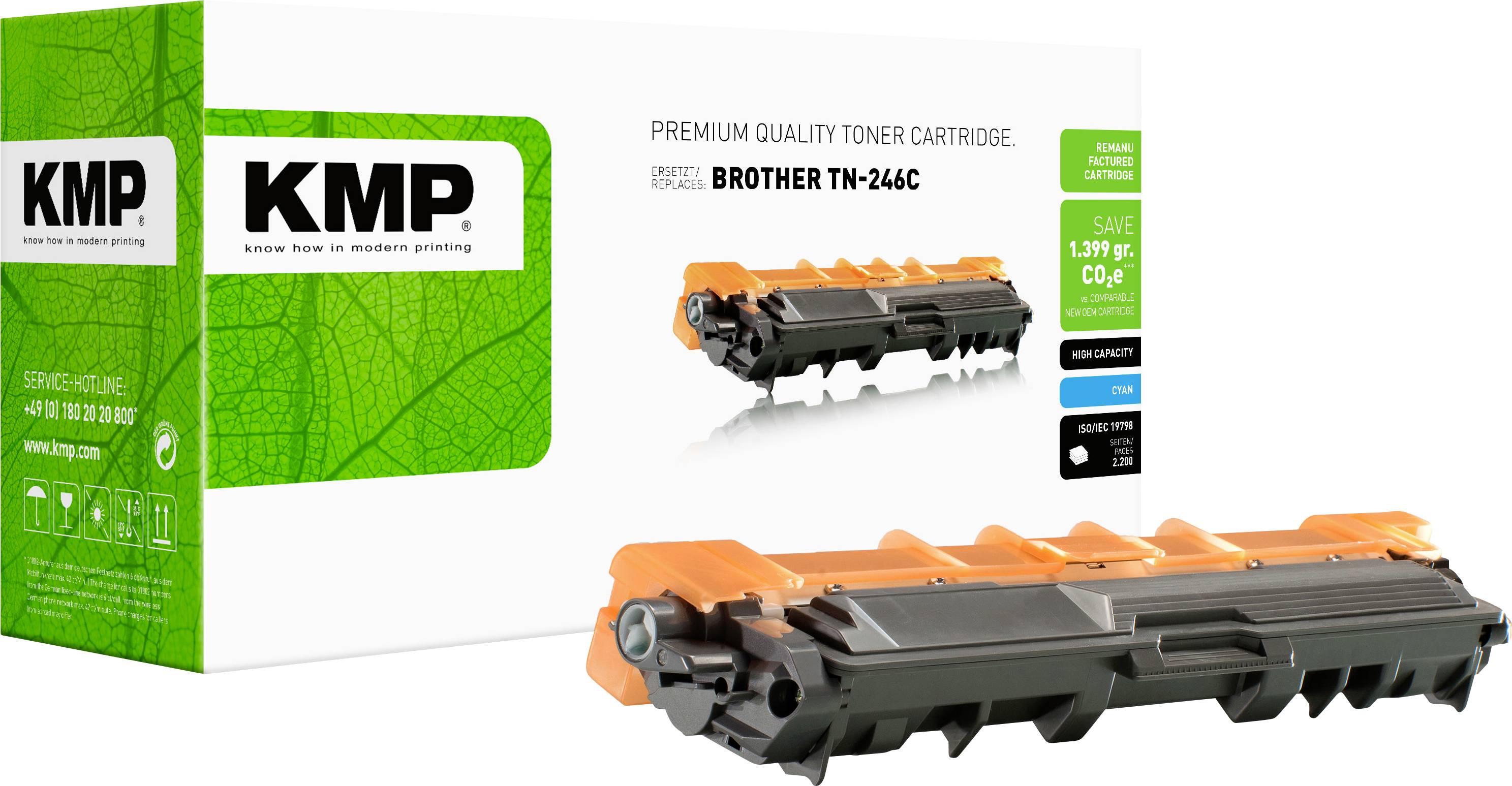 KMP Toner sostituisce Brother TN-246C, TN246C Compatibile Ciano 2200 pagine B-T58 1248,3003