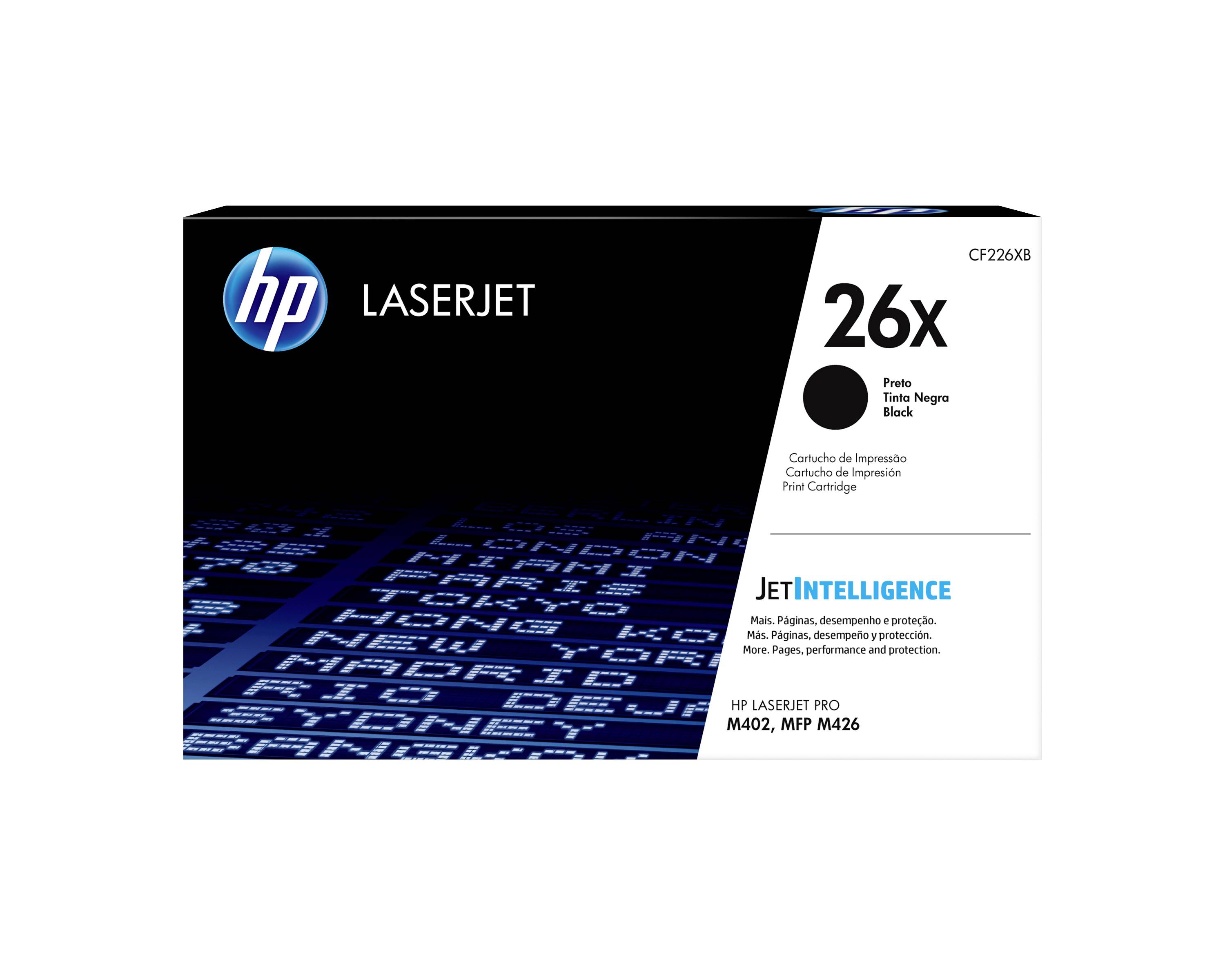 Cartuccia di toner nero HP LaserJet 26X, scatola modello CF226X, per stampanti HP LaserJet Pro M402 e MFP M426.