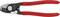 Un taglia-cavi rosso con testa nera. Sul manico è riportato 'KNIPEX 95 41 165'. Adatto per cavi in rame e alluminio.
