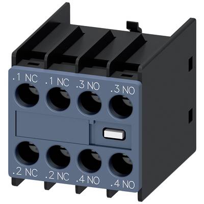 'Blocco di contatti elettrici con otto morsetti, contrassegnato con 1 NC, 3 NO, 2 NC e 4 NO.'