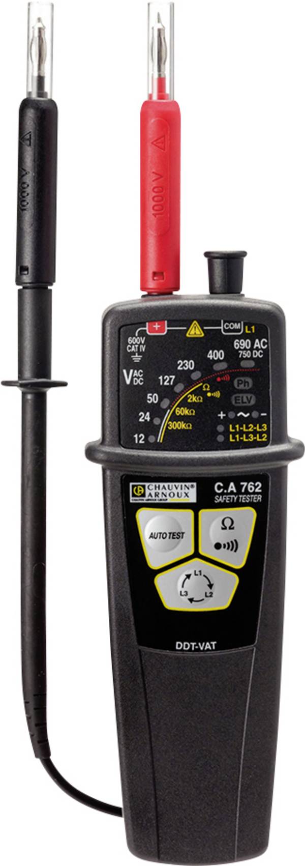 Chauvin Arnoux C.A 762 IP2X Tester di tensione a due poli  CAT IV 600 V LED, Acustico