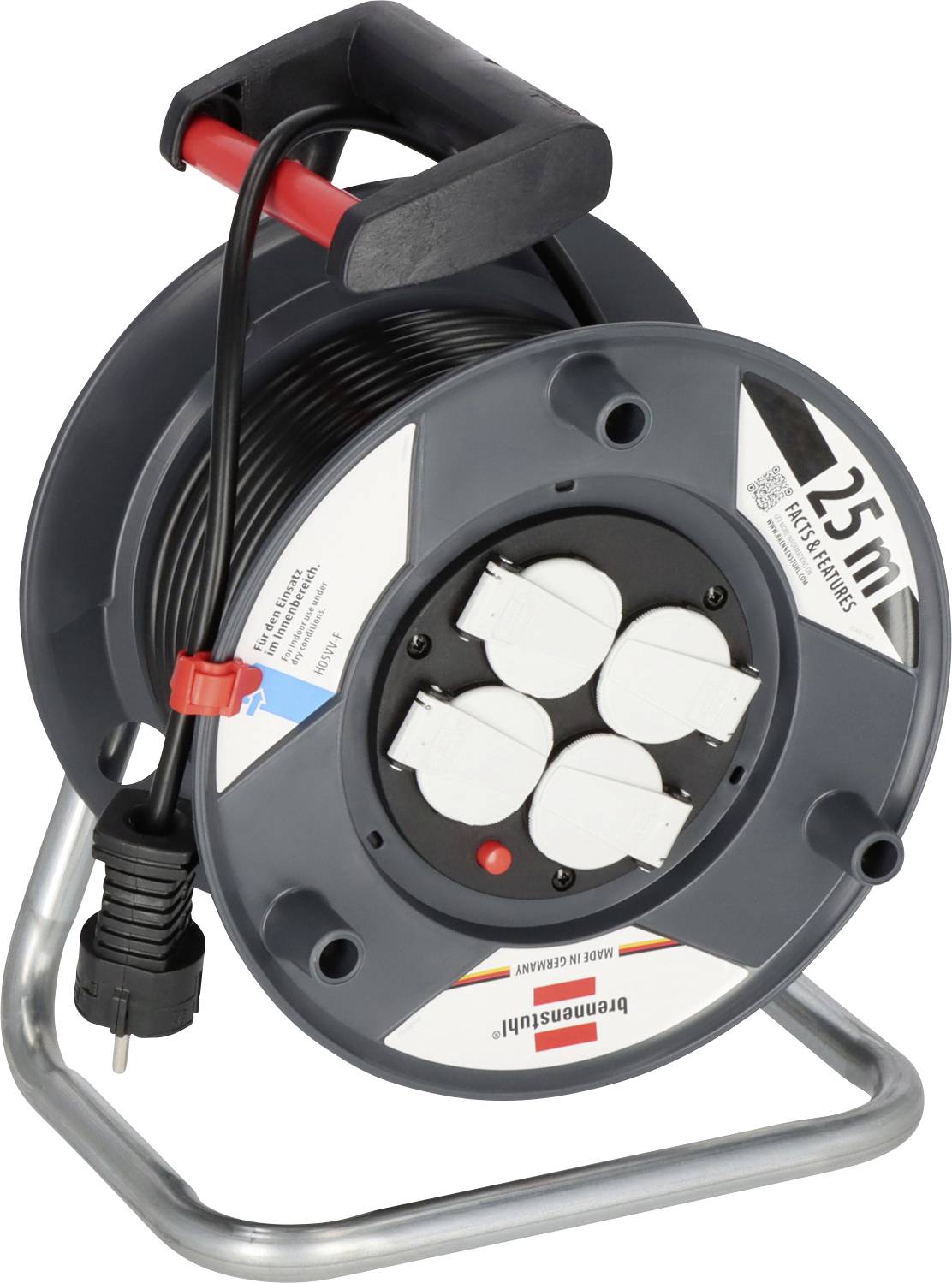 Brennenstuhl 1215056 Avvolgicavo 25.00 m Nero Spina schuko