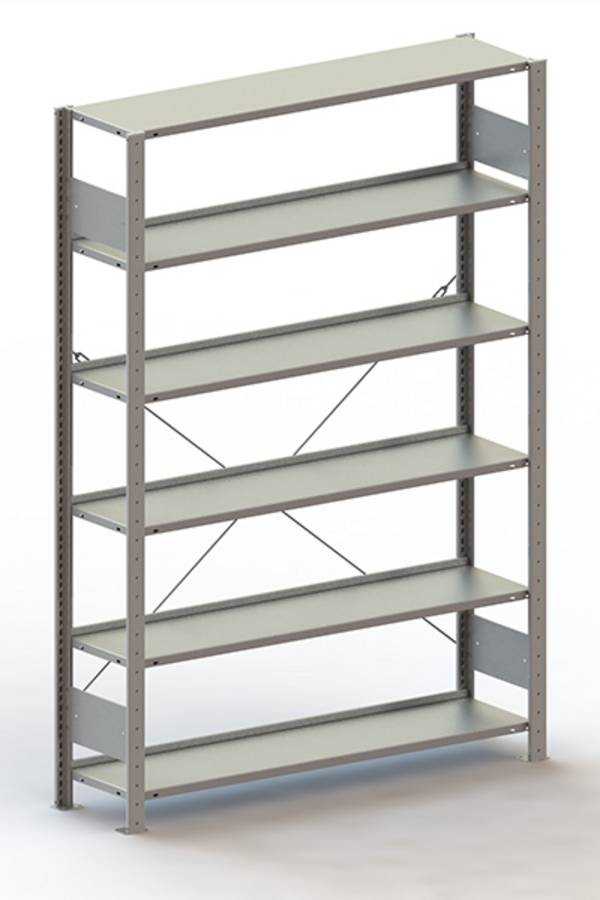 META Regalbau 77640 Modulo di base per scaffale da ufficio (L x A x P) 1306 x 1850 x 336 mm Acciaio verniciato a polvere Grigio luminescente Ripiano in metallo