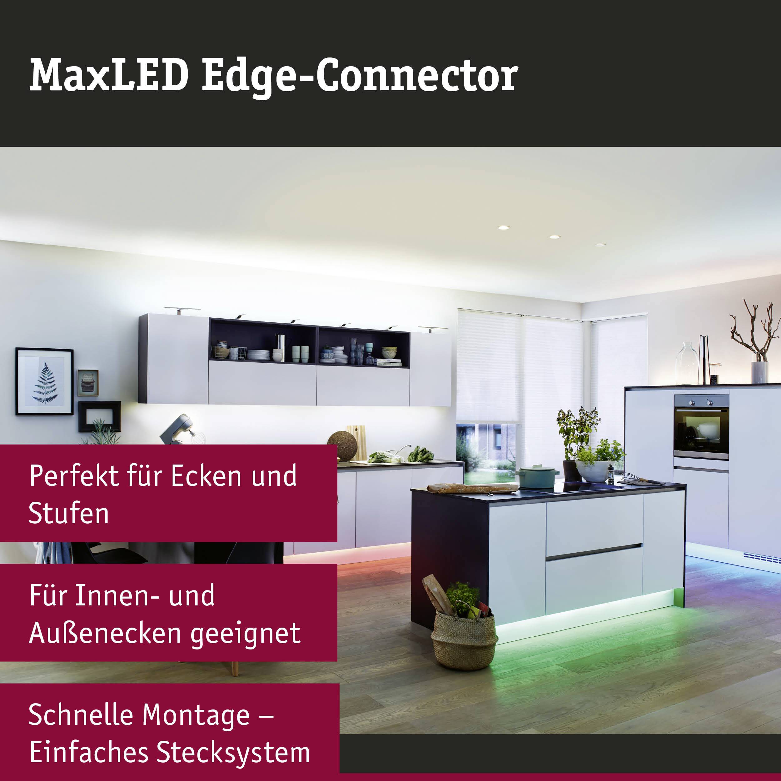'MaxLED Edge-Connector': Cucina moderna con illuminazione LED, ideale per angoli e gradini. Caratteristiche salienti: installazione semplice, per interni.