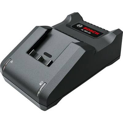 Un caricabatterie Bosch a batteria in nero, con il logo Bosch visibile in alto. Adatto per caricare diversi tipi di batterie Bosch.