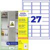 Avery-Zweckform L7874-20 Etichetta super resistente 63.5 x 29.6 mm Carta Bianco 540 pz. A tenuta permanente, A tenuta forte Stampante a getto d'inchiostro, Stampante laser, Stampante laser a colori, Fotocopiatrice, Stampante a colori, Dicitura a mano
