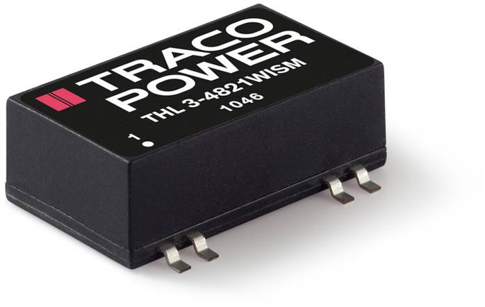Trasformatore di tensione Schwarzer Traco Power con numero di modello THL 3-4821WISM. Dispositivo compatto, probabilmente adatto per progetti elettronici.