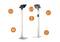 Due supporti per tablet in alluminio argentato con supporto snodabile per tablet da 7-13 pollici, completamente ruotabili di 360 gradi.