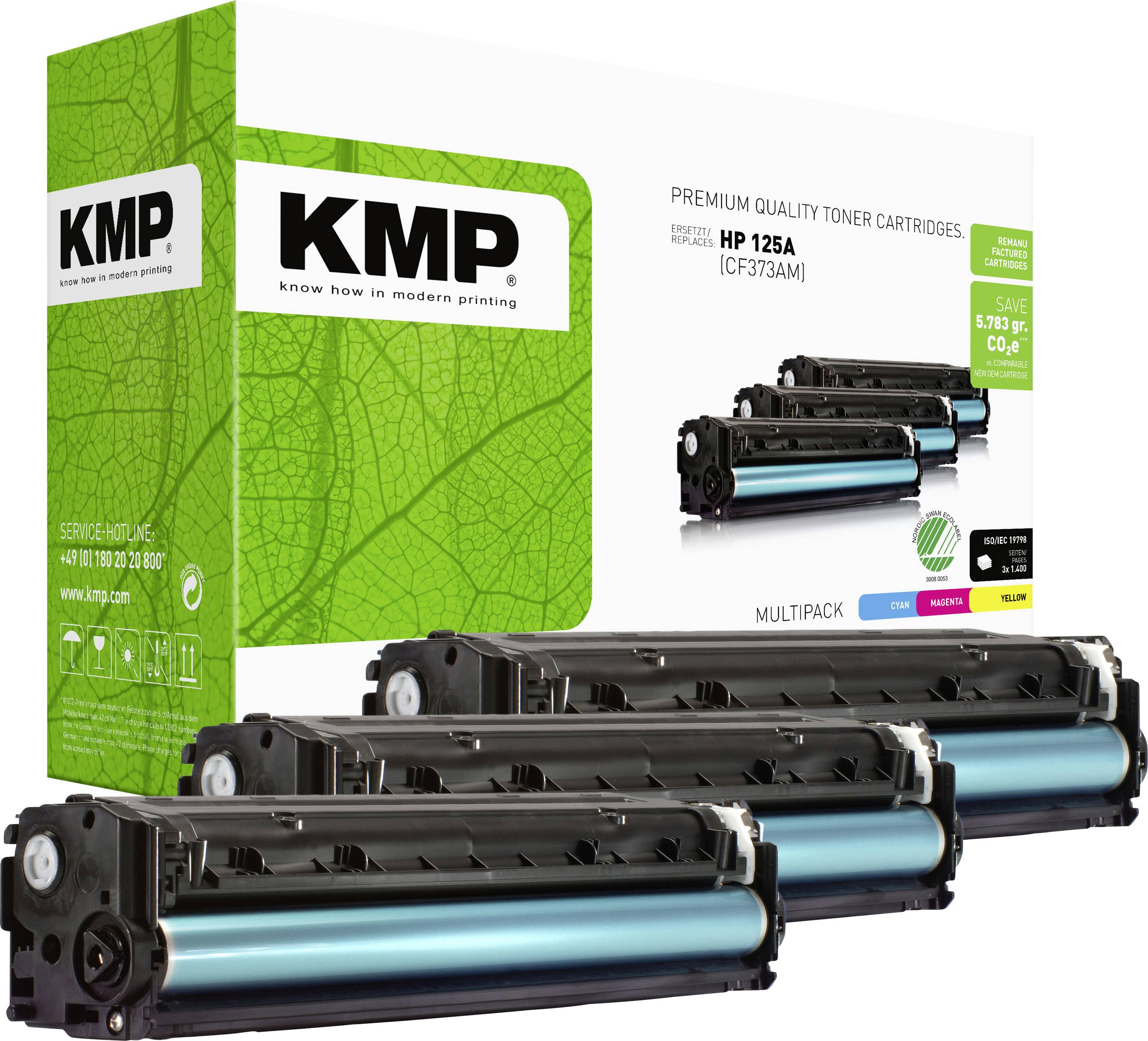 KMP Toner sostituisce HP 125A, CB541A, CB542A, CB543A Compatibile Imballo multiplo Ciano, Magenta, Giallo 1400 pagine H-T113CMY 1216,0030
