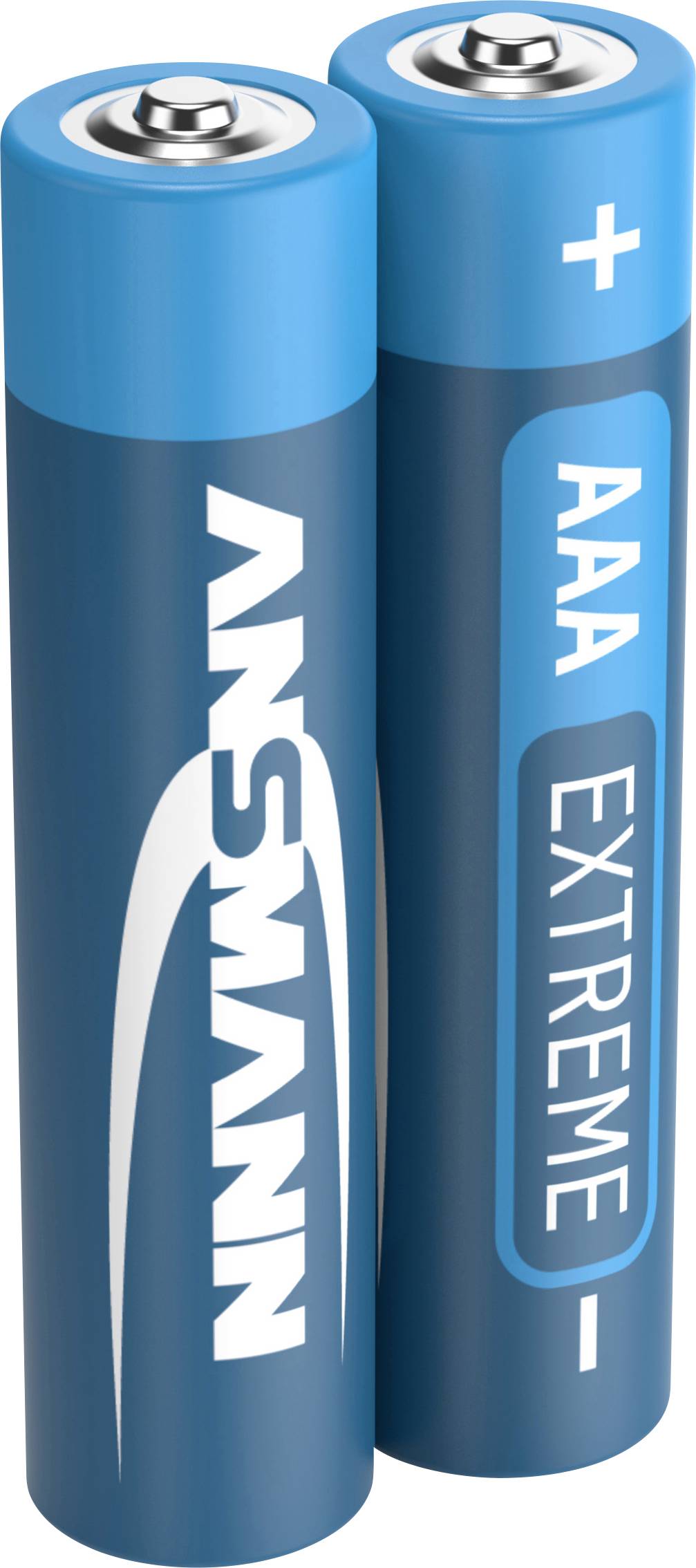 Due batterie AAA blu del marchio Ansmann, contrassegnate con 'Extreme'.