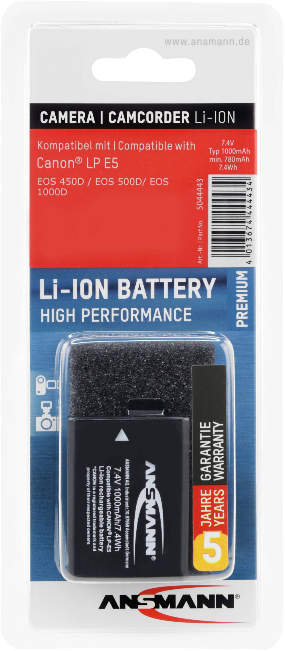 Ansmann A-Can LP-E5 Batteria ricaricabile fotocamera sostituisce la batteria originale (camera) LP-E5 7.4 V 1000 mAh-3