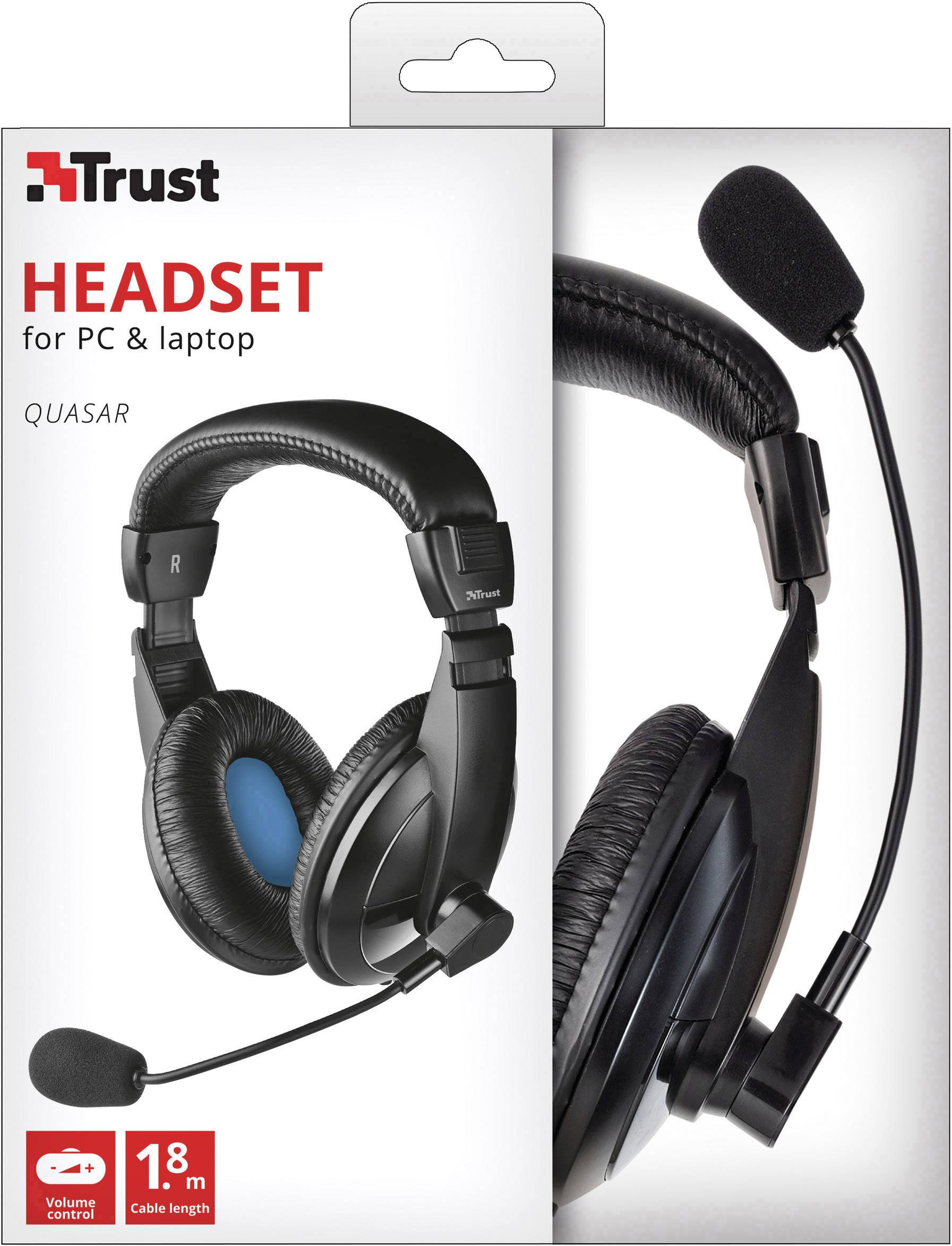 Trust Quasar Gaming Cuffie Over Ear via cavo Stereo Nero regolazione del volume, Muto-3