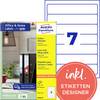 Avery-Zweckform Etichetta per raccoglitore da ufficio L4760-10 38 x 192 mm Carta Bianco A tenuta permanente 70 pz.