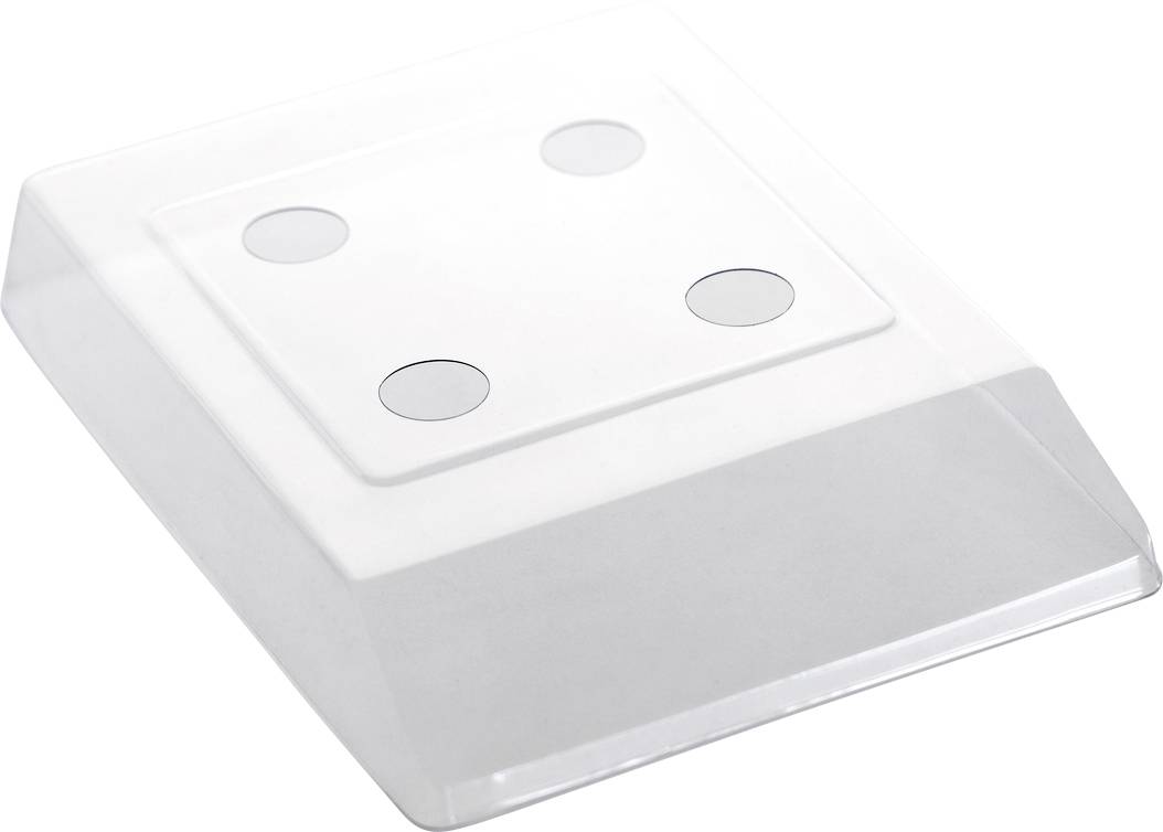 Rialzo trasparente, rettangolare, con quattro piedini in gomma rotondi, ideale per stabilizzare dispositivi o piedini di mobili.