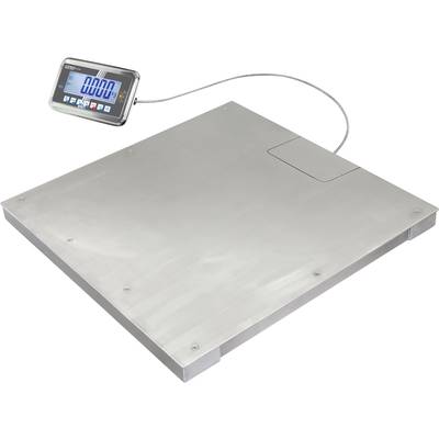 Bilancia elettronica di precisione in acciaio inossidabile con display digitale, indica '0.000', collegata tramite cavo, idonea per misurazioni precise.