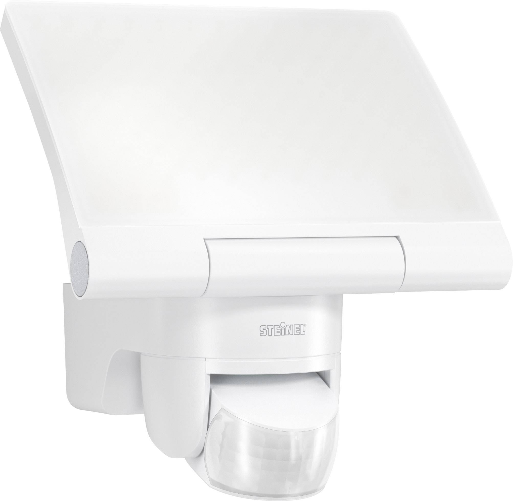 Lampada esterna bianca e moderna a LED con sensore di movimento. Ideale per illuminare ingressi o sentieri del giardino.