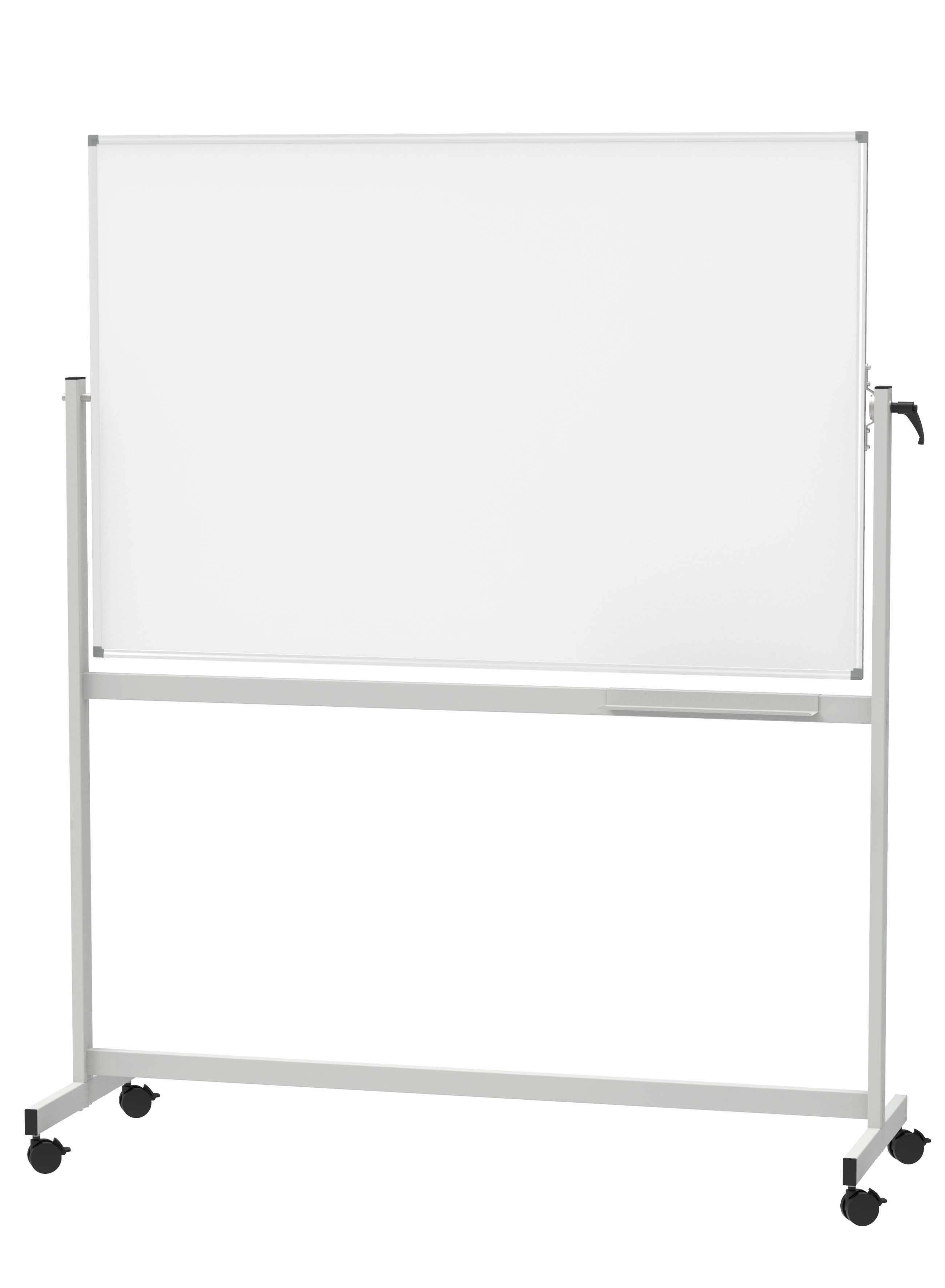Maul Lavagna bianca Whiteboard mobile MAULstandard, Emaille (L x A) 150 cm x 100 cm Bianco smaltato orientabile, Utilizzabile su entrambi i lati, Incl. ripiano portaoggetti, Incl. kit rulli
