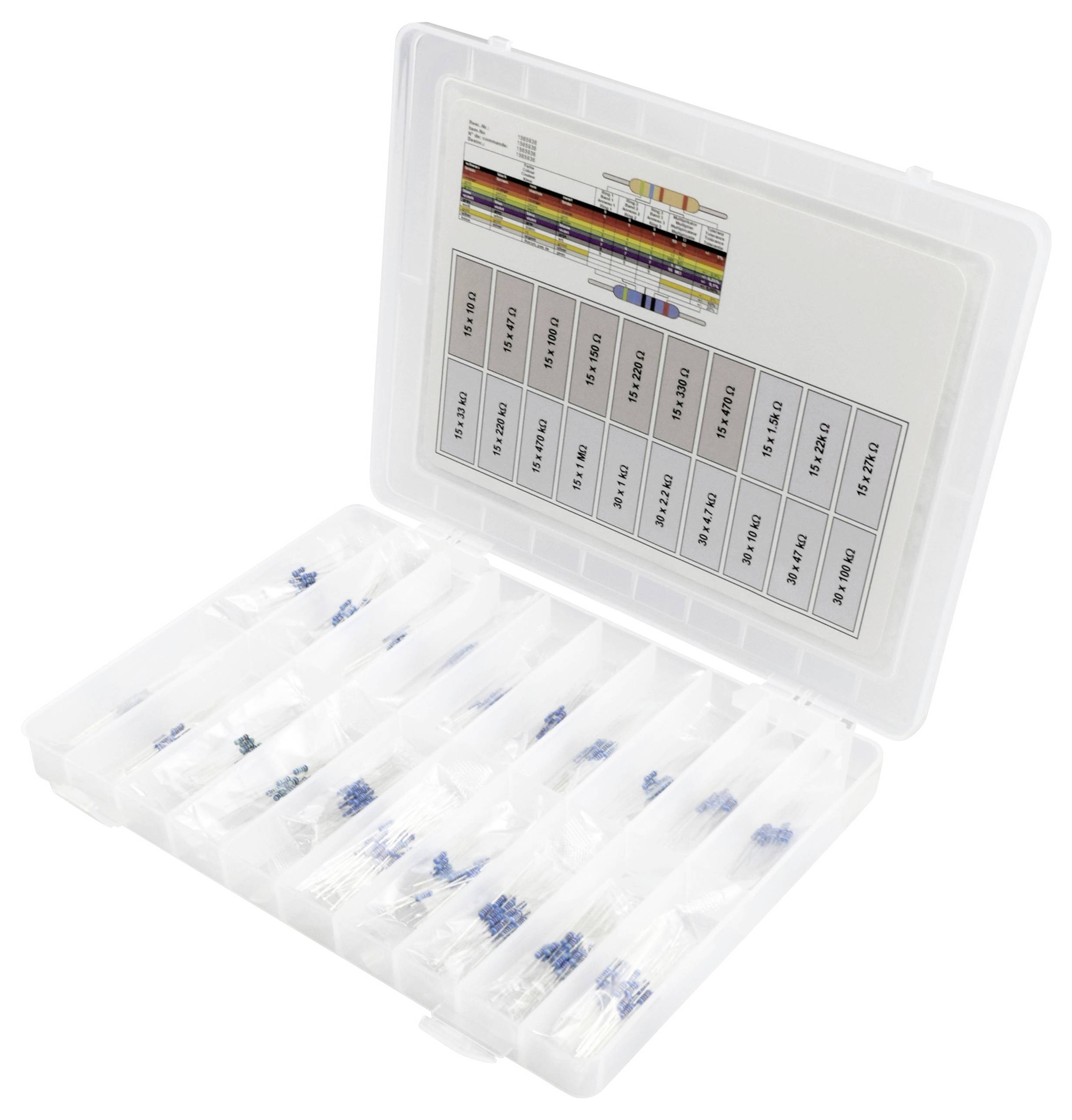 TRU COMPONENTS 418714 Assortimento di resistenze a film metallico assiale 0.25 W 1 % 390 pz.-1