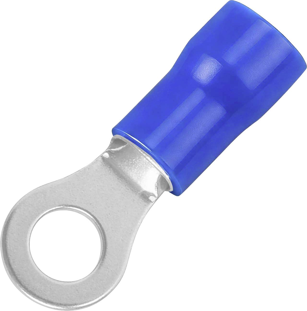 Capocorda a occhiello, sezione (max.)=2,5 mm², Ø foro = 6,4 mm, parzialmente isolato, blu Conrad Components 746568, 100 