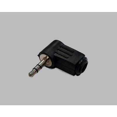 'Adattatore jack, nero, rettangolare, con presa e spina da 3,5 mm. Utilizzato per convertire le connessioni audio nei dispositivi elettronici.'