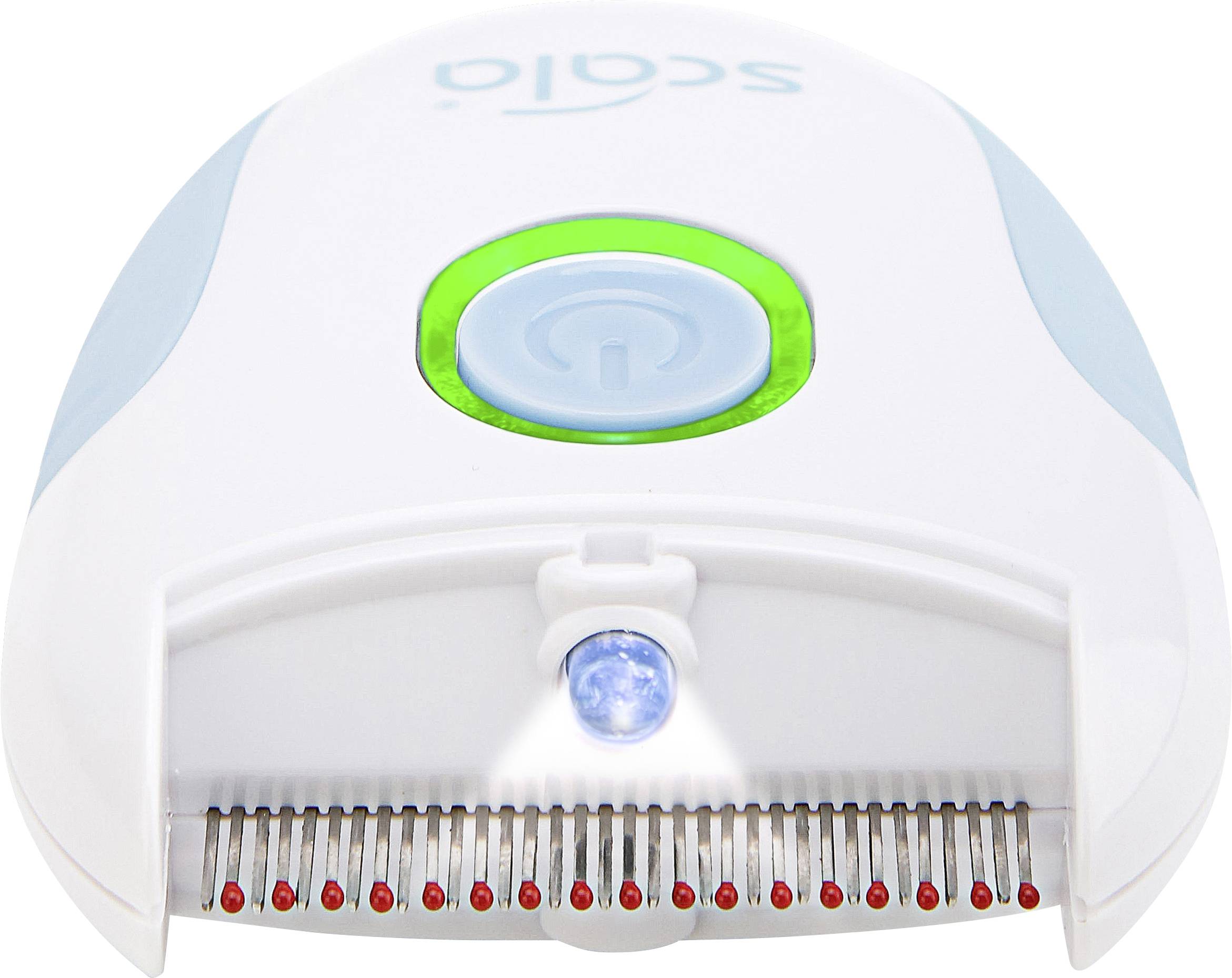 Dispositivo elettronico per la rimozione di pidocchi con indicatore luminoso e denti in metallo, per eliminare pidocchi e lendini dai capelli.