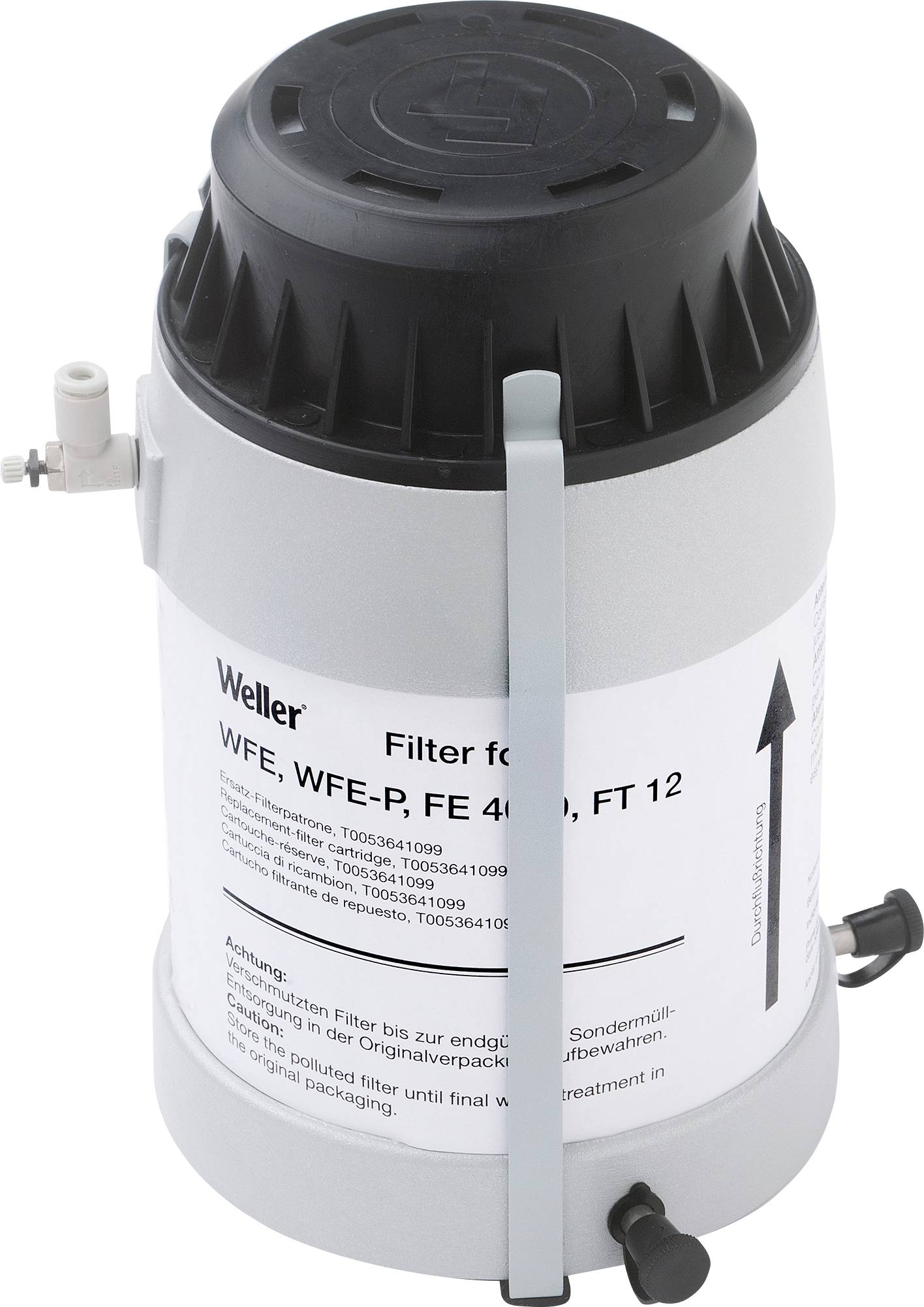Unità filtrante Weller per modelli WFE, WFE-P, FE 4000, FT 12. La parte principale è cilindrica con involucro grigio e coperchio nero.