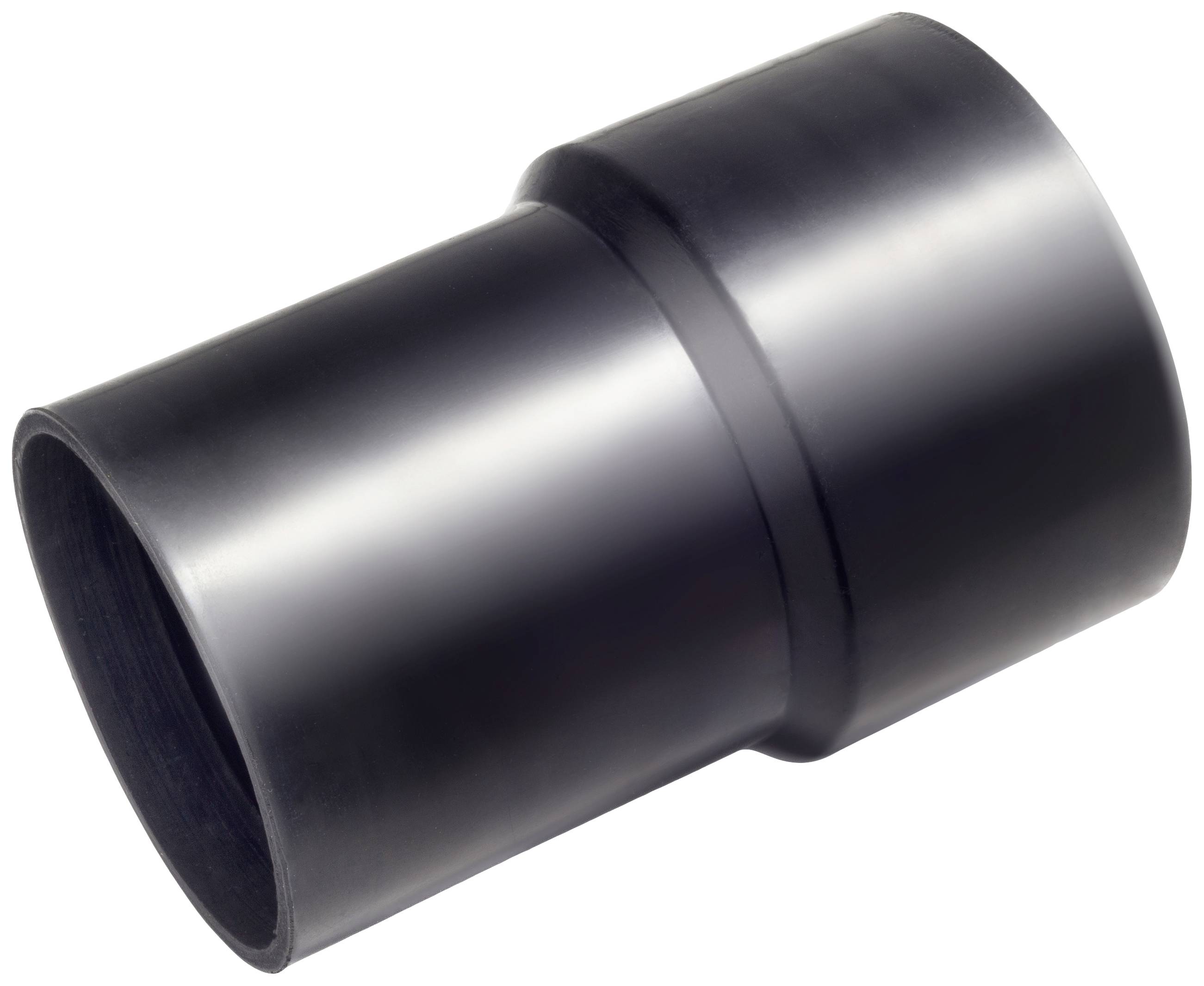 Tubo cilindrico nero in plastica con superficie liscia, leggermente rappresentato in diagonale.