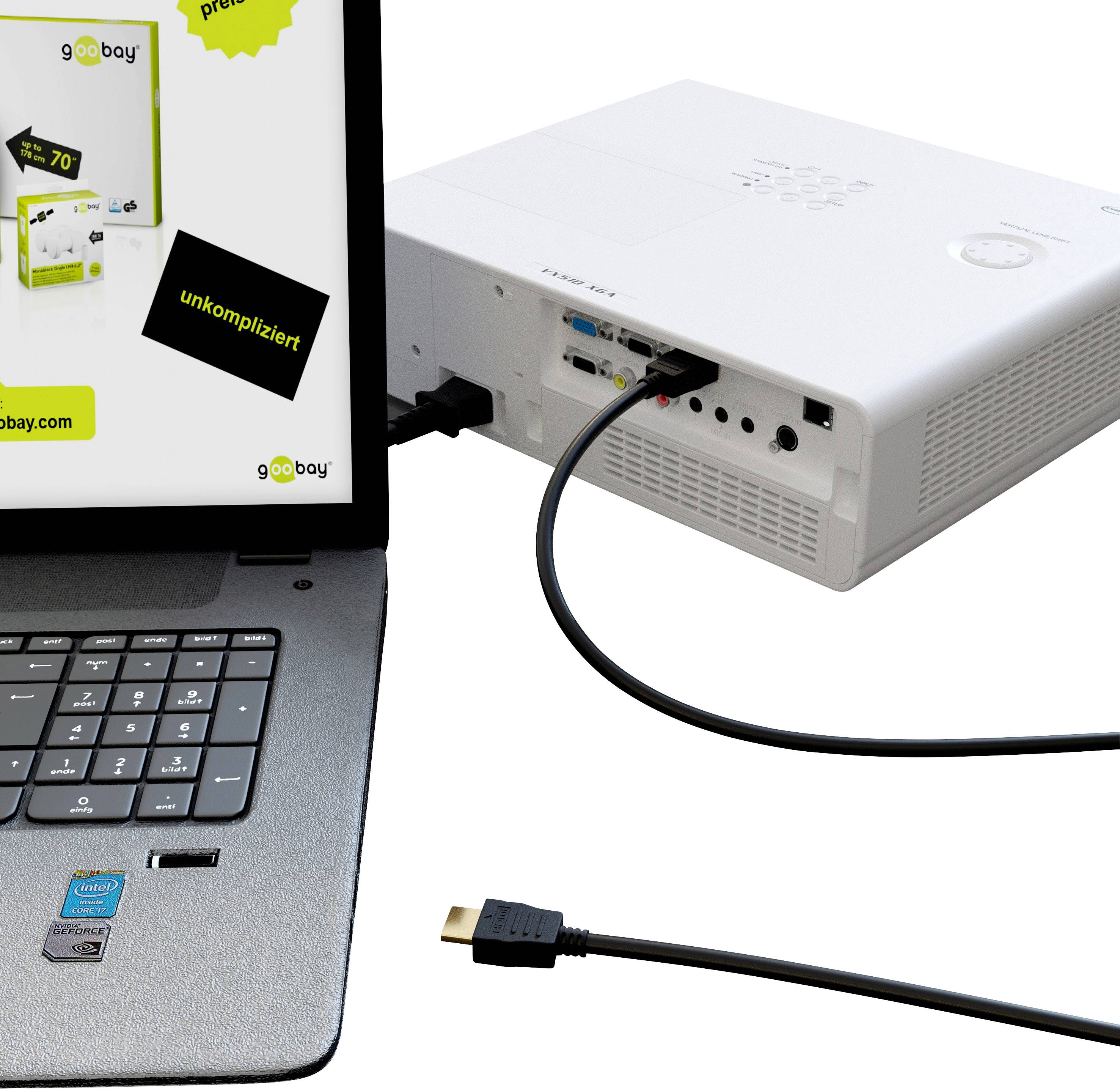 Goobay HDMI Cavo Spina HDMI-A, Spina HDMI-A 2.00 m Nero 38517 contatti connettore dorati Cavo HDMI-3