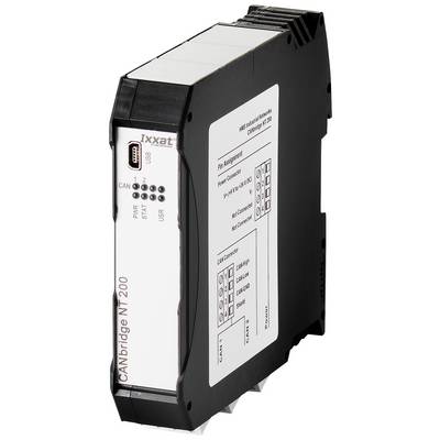 Dispositivo nero 'CANbridge NT 200' con connessioni e etichette per CAN 1 e CAN 2, nonché porta USB sul lato frontale.
