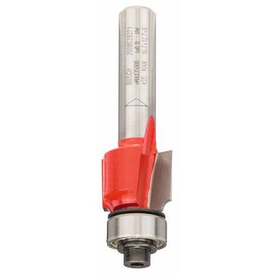 Un fresa rosso-argento con cuscinetto a sfera nella parte inferiore. Adatto per la lavorazione del legno, consente scanalature precise e la finitura dei bordi.