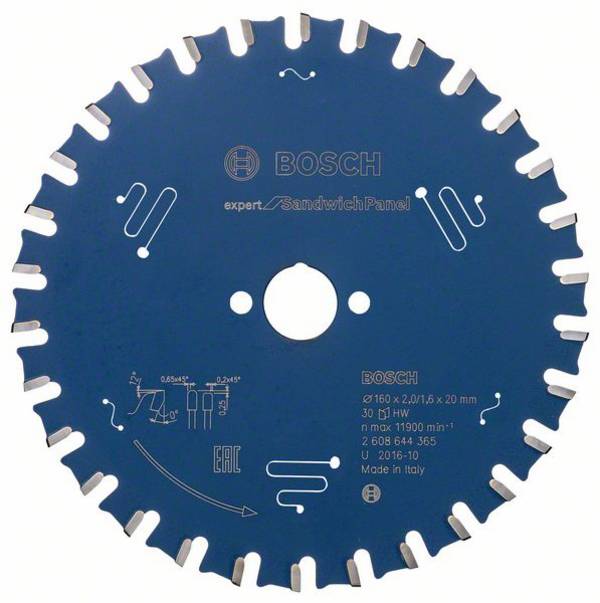 Bosch Accessories Expert for Sandwich Panel 2608644365 Lama circolare 160 x 20 x 1.6 mm Numero di denti: 30 1 pz.
