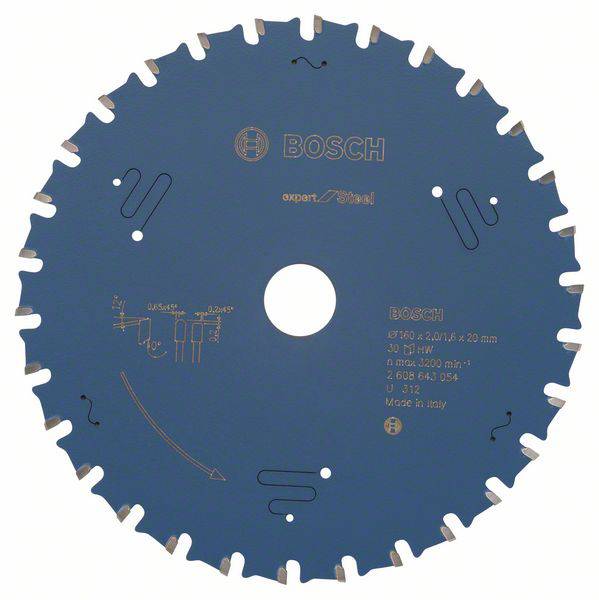 Lama circolare Bosch con marcatura; 20 denti, 160x2,2x20 mm. Adatta per rivestimenti protettivi in legno. Prodotto in Italia.