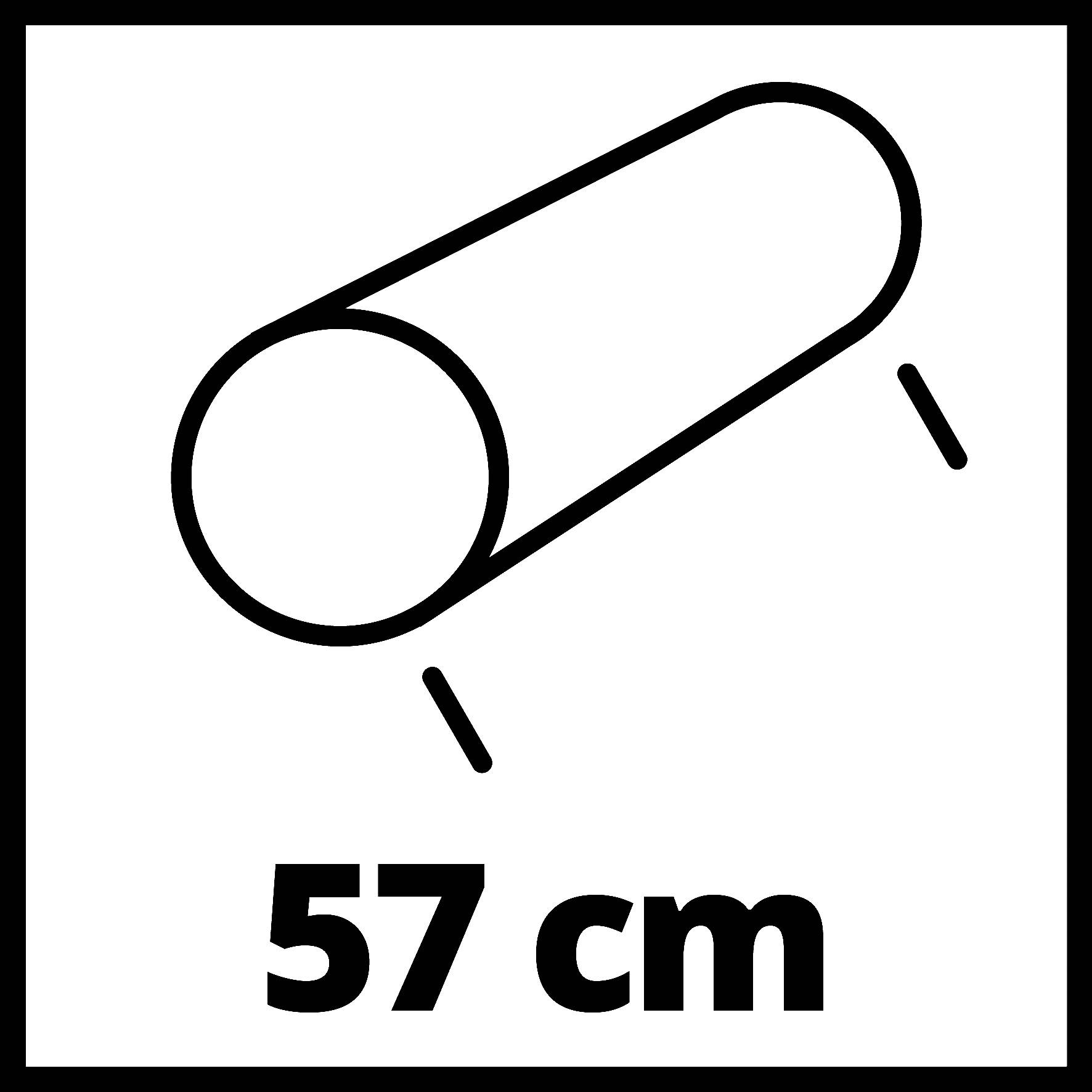 Un simbolo mostra un cilindro con la scritta '57 cm', che indica la lunghezza o il diametro del cilindro.