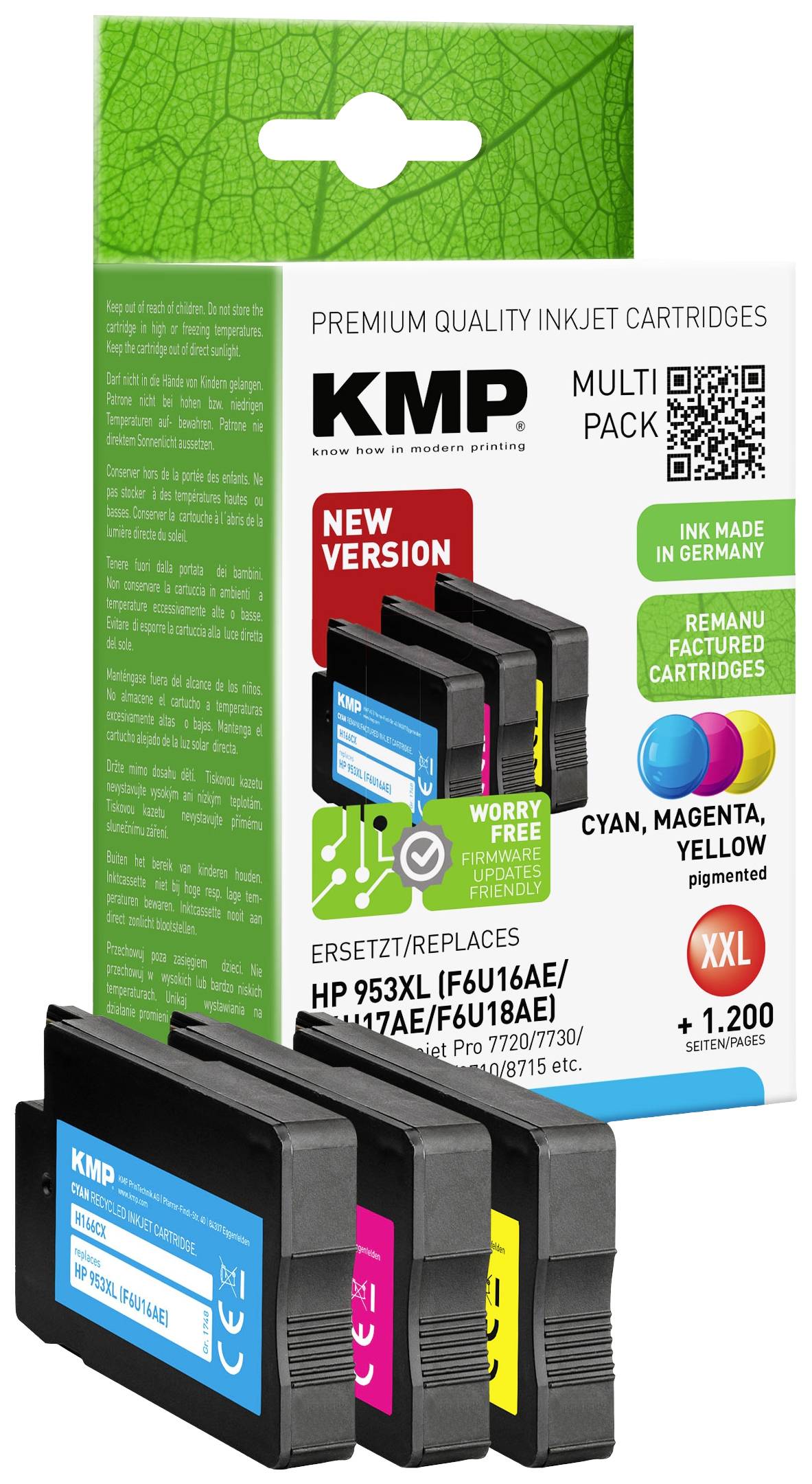 Cartuccia KMP Compatibile sostituisce HP 953XL Imballo multiplo Ciano, Magenta, Giallo H166CMYX 1748,4050
