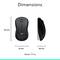 'Dimensioni di un mouse wireless: Lunghezza 112 mm, Larghezza 61 mm, Altezza 38 mm, Peso 73,5 g.'
