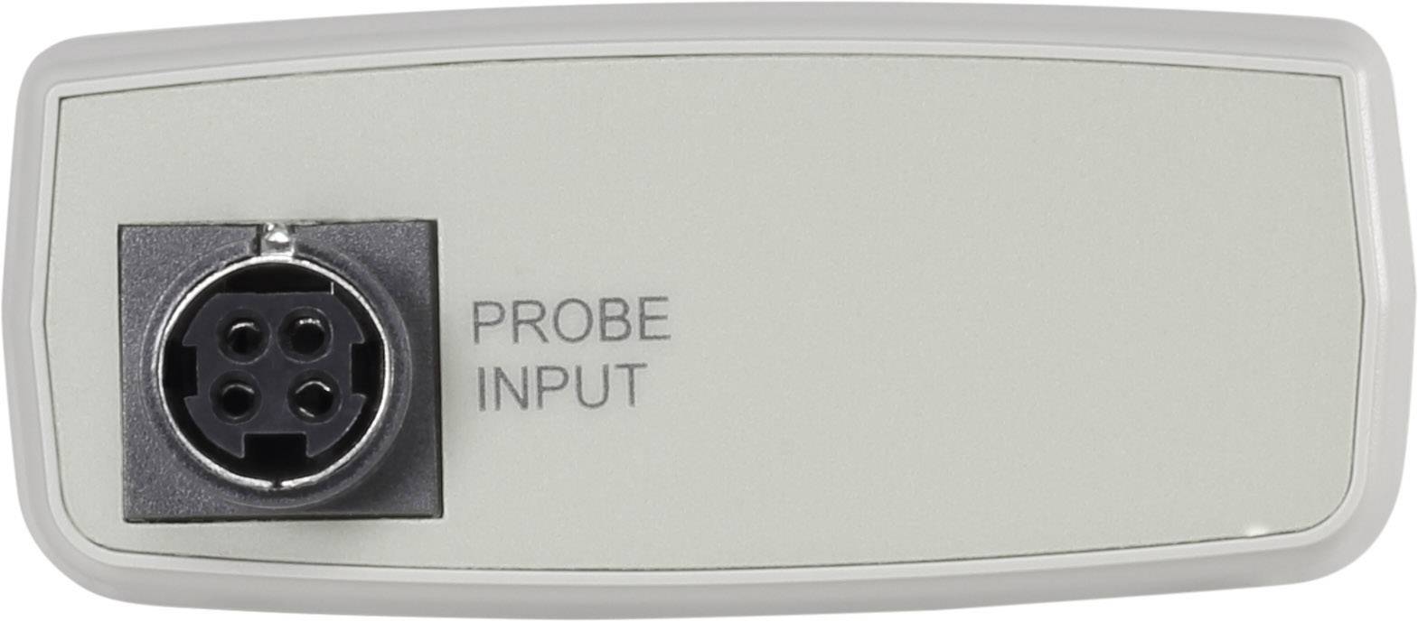 Un dispositivo medico mostra un ingresso a spinotto rotondo con la scritta 'Probe Input'.