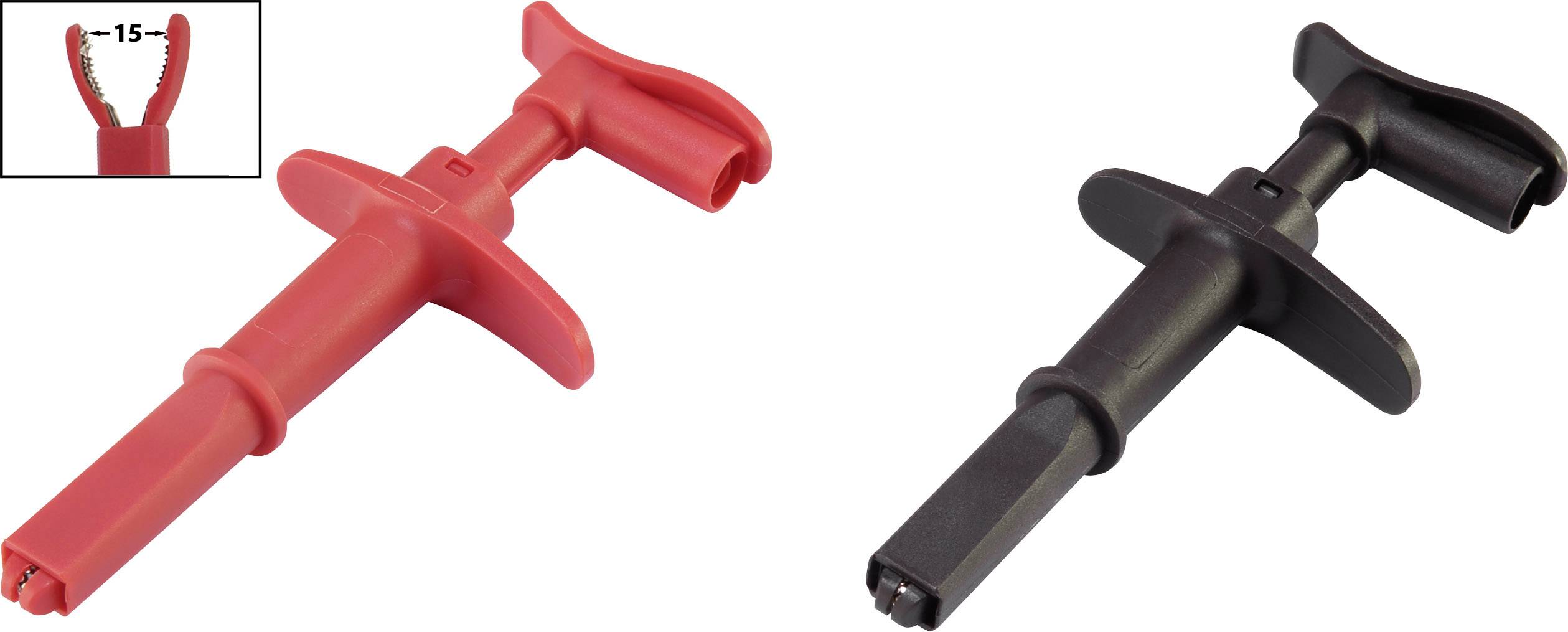 VOLTCRAFT MSK-116 Morsetto a coccodrillo Spina 4mm CAT III 1000 V, CAT IV 600 V Nero, Rosso