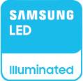 Sul display blu è scritto "SAMSUNG LED Illuminated" in testo bianco.