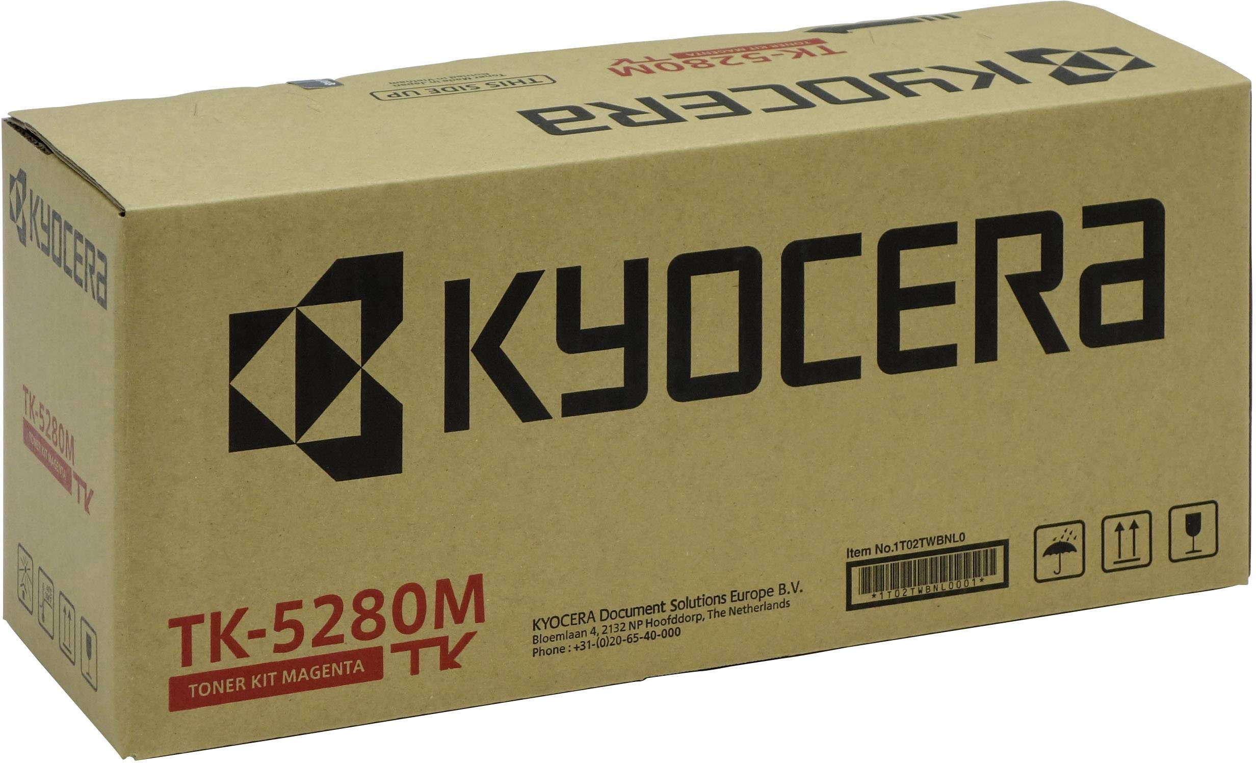 Un imballaggio per un toner Kyocera TK-5280M in magenta.