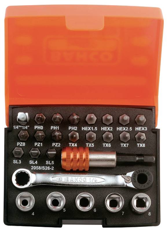 Bahco 2058/S26-2 Kit di chiavi a bussola 1/4" 26 parti 2058/S26-2-1
