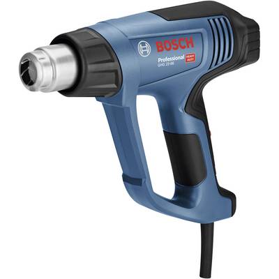 Pistola ad aria calda con involucro blu, impugnatura nera e logo laterale 'Bosch Professional' rosso. Numero modello: GHG 23-66.