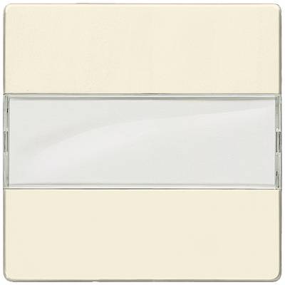 Un interruttore a parete semplice, color crema, con una striscia centrale trasparente in plastica che consente il passaggio della luce.