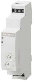 Un relè temporizzatore bianco Siemens con due manopole di regolazione e un indicatore LED sul frontale, utilizzato per il controllo di funzioni temporizzate.